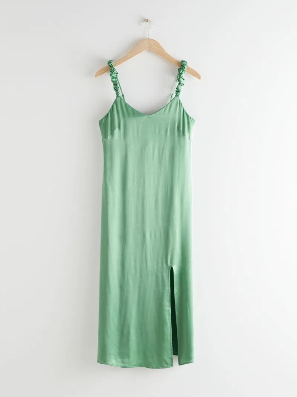 & Other stories Scrunchie Strap Satin Midi Dress Size US 10 Green $99